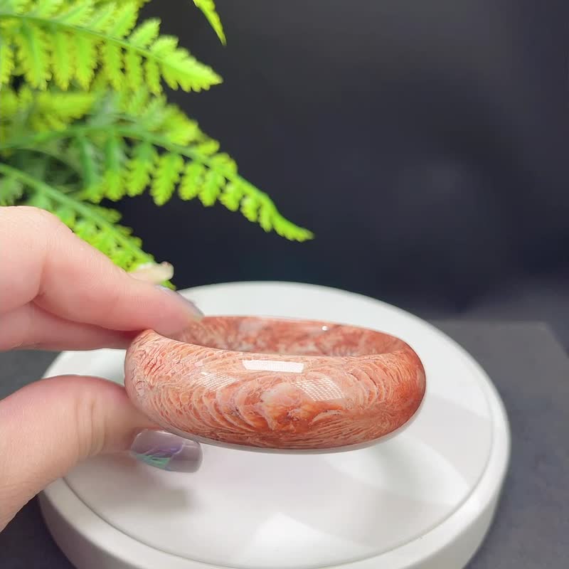 优质精选 珊瑚玉手镯 58MM 冰润高瓷 天眼龙骨纹 长盛富贵祥瑞 - 手链/手环 - 半宝石 
