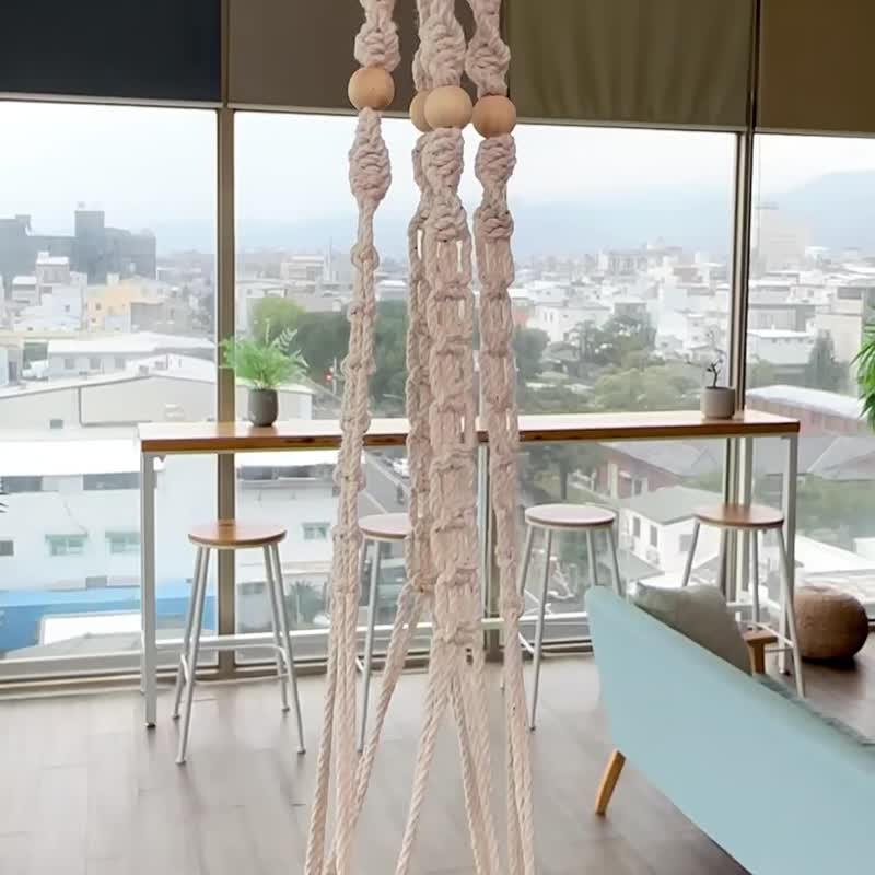 编织植物吊篮 壁挂盆栽 垂吊植物 室内 干燥花 悬挂植物 手作 - 摆饰 - 棉．麻 白色