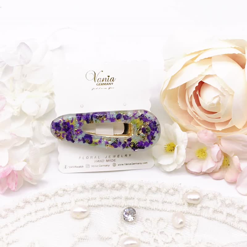 紫色香雪球/天然干花/日本物料/渐变彩色/晶莹剔透/发夹/一件包邮 - 发饰 - 植物．花 紫色