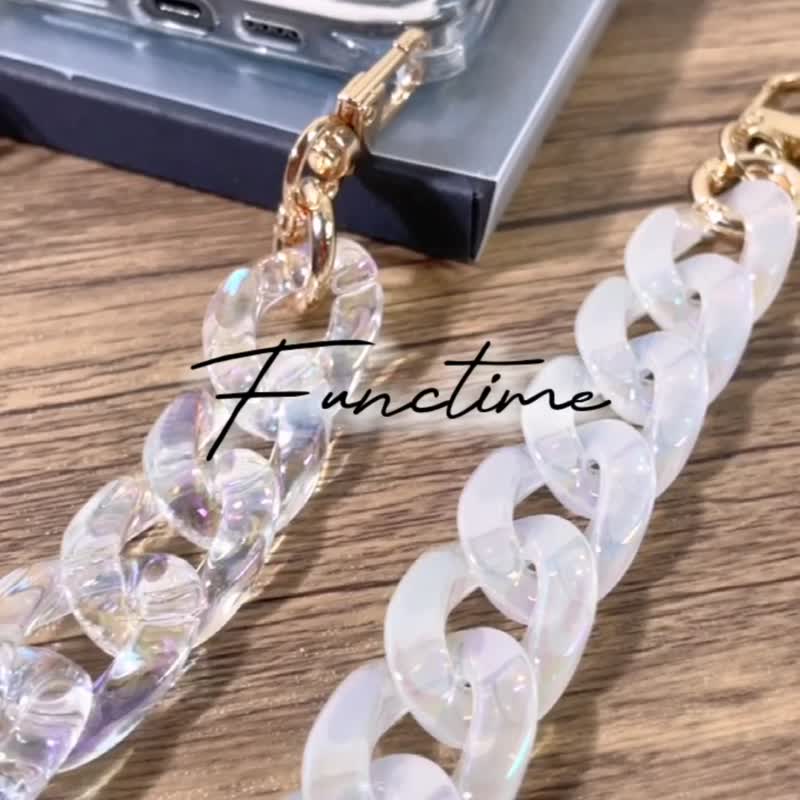 【Functime】透明系列手机壳斜跨短链条 手机壳挂绳 - 手机配件 - 塑料 多色