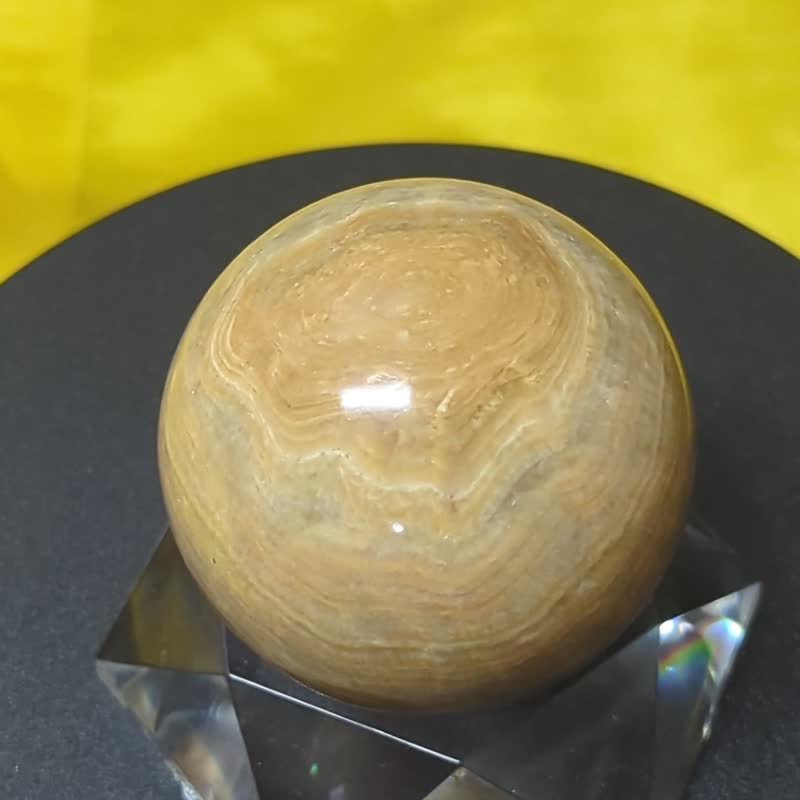 【运好气】云涌千层 招财 龙宫舍利球 净化磁场 (50mm/附底座) - 摆饰 - 石头 卡其色