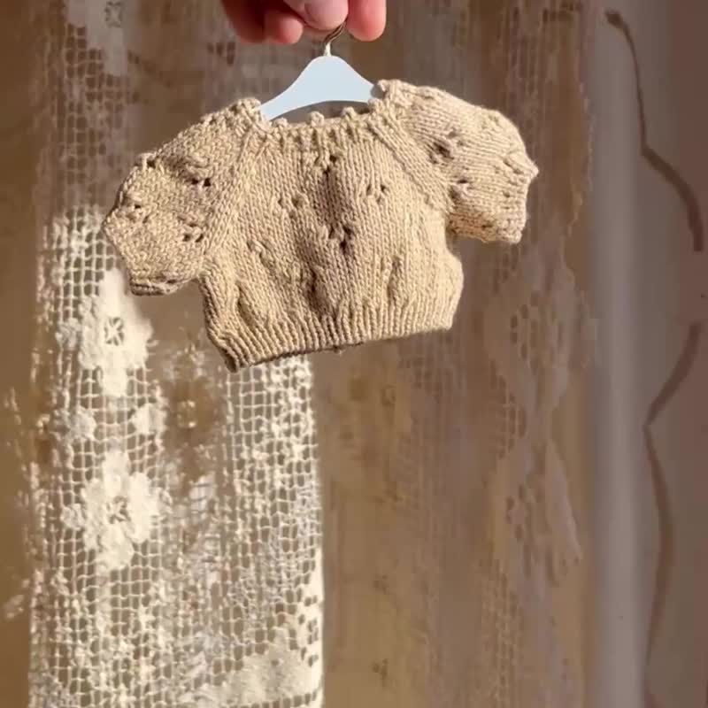 绒毛玩偶服 蕾丝镂空毛衣 饼干米肤色 - 玩具/玩偶 - 棉．麻 卡其色
