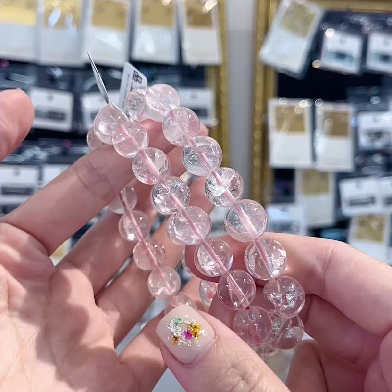彩虹星光碎冰感粉阿塞阿塞斯特莱粉水晶手珠7.5mm-11m - 手链/手环 - 水晶 粉红色