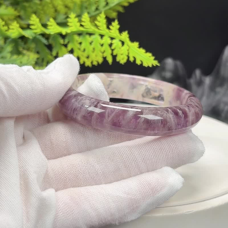 羽毛极光23水晶手镯 55MM 冰透闪片星光 疗愈能量平衡 提升魅力 - 手链/手环 - 水晶 紫色