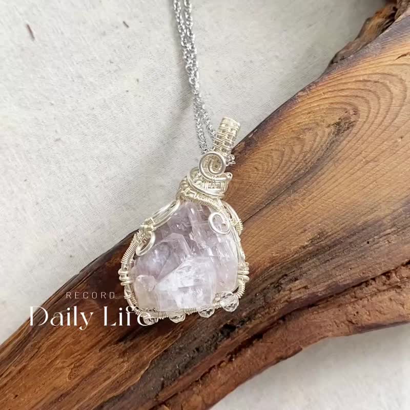 【高阶原石】天然紫方解石项链 / 水晶晶簇吊饰 - 项链 - 水晶 紫色