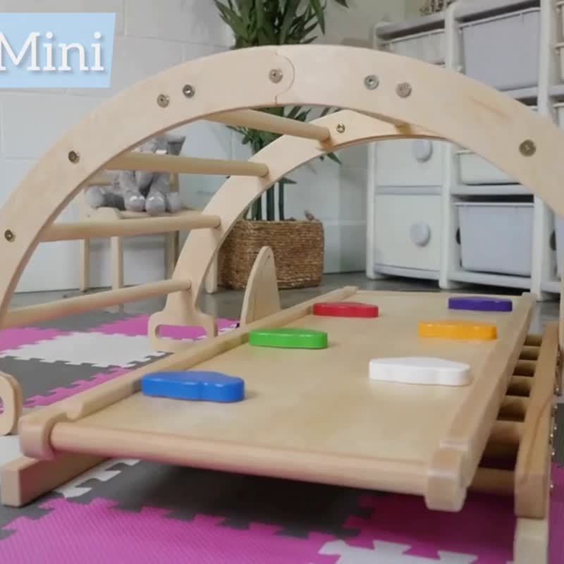 Wooden Climbing & Sliding Triangle Climber 3 in 1 Set - 儿童家具 - 木头 多色