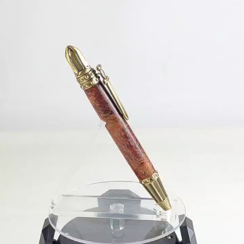 稳定木武士按压原子笔/手工原子笔/KOBE手工笔 - 圆珠笔/中性笔 - 木头 咖啡色