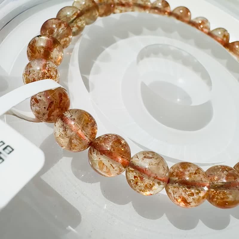 小精品透体金太阳太阳石 7mm12.90g 化太岁事业旺财阳气正面磁场 - 手链/手环 - 水晶 红色