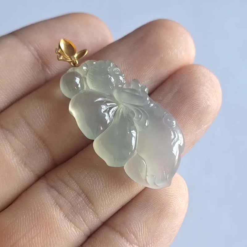 精品花仙子吊坠 | 天然缅甸翡翠玉器 | 通体 18k 真金钻镶 - 项链 - 玉石 