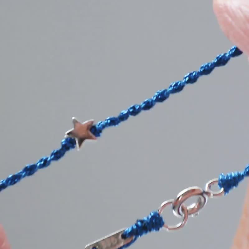 姐妹礼物.925纯银星星手工编织- 幸运手环-BLUE-F7 - 手链/手环 - 纯银 蓝色