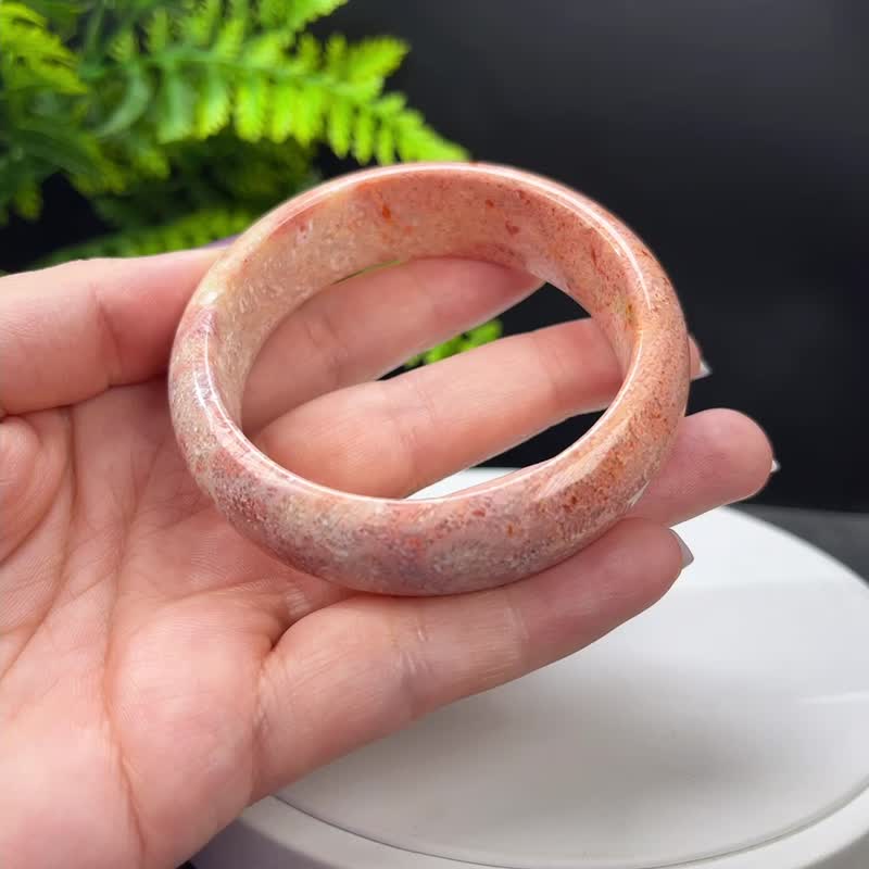 珊瑚玉手镯 56MM 冰润高瓷 橘红 柠檬片飘凤尾纹 颜色美 花纹清晰 - 手链/手环 - 半宝石 
