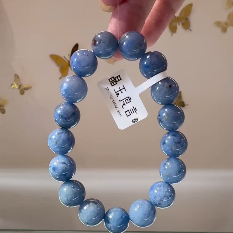 天然全满色蓝绒晶12mm41.04g手珠防甲状腺亢进加强表能力疗愈磁场 - 手链/手环 - 水晶 蓝色