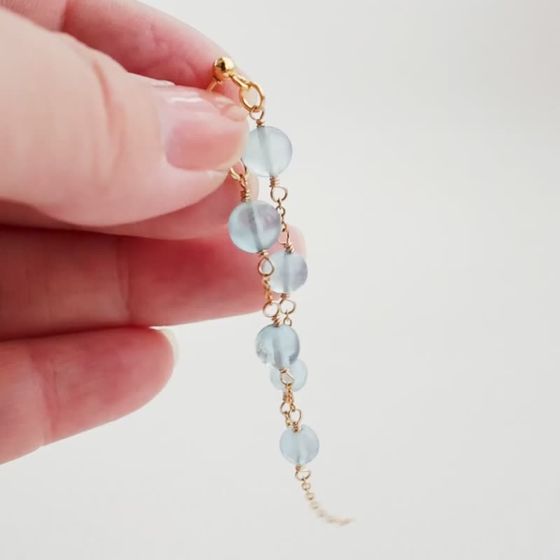 海蓝宝石 简约 耳环 夹式耳环 耳环吊饰 - 耳环/耳夹 - 石头 蓝色