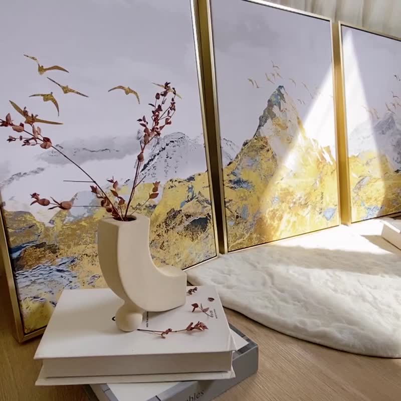 流金山色II - 轻奢流金山峰挂画/新年挂画/金色大气客厅挂画 - 海报/装饰画/版画 - 棉 多色