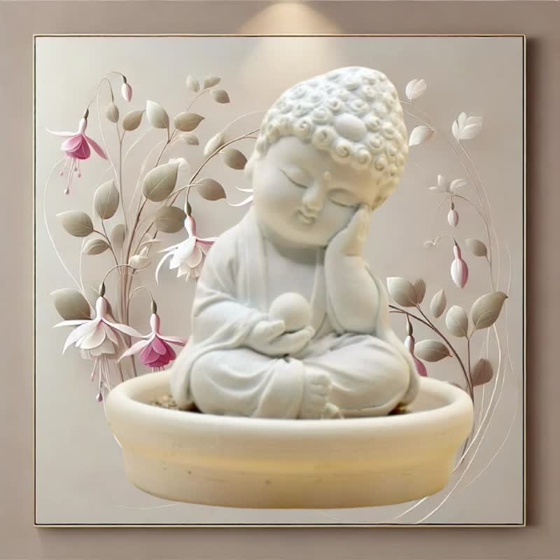 净念吉祥小佛之静性 小盘套组 扩香套组 香氛软装摆件 - 香薰/精油/线香 - 其他材质 白色