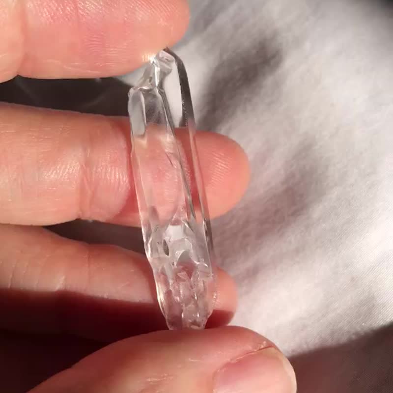 白水晶 全透体彩虹 双尖 印记 白水晶簇 手握 - 摆饰 - 水晶 透明