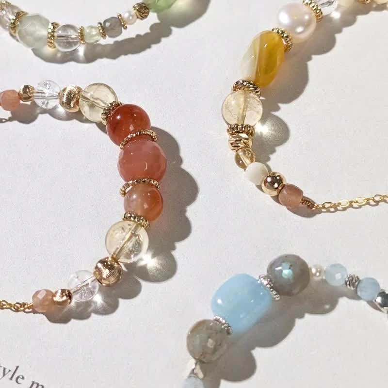 生命灵数11号 开运手链 | 拉长石×天然石 | 银色灵性能量与直觉 - 手链/手环 - 半宝石 银色