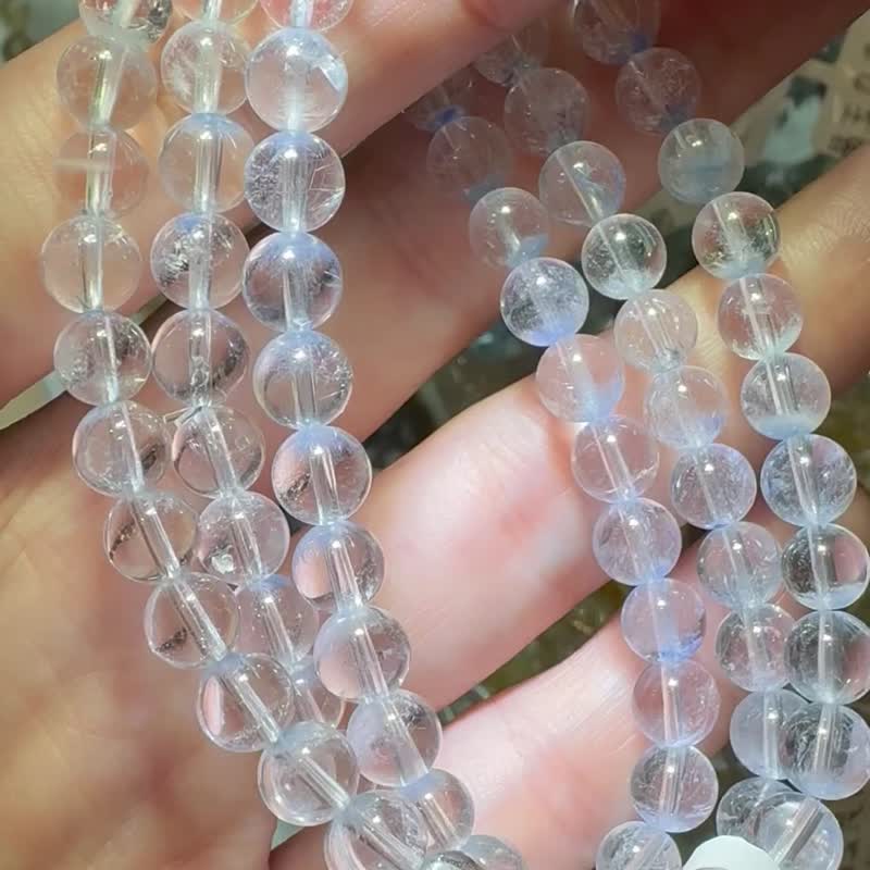 天然精品蓝线石冰透水晶三圈手珠6mm防甲状腺亢进加强表达能 - 手链/手环 - 水晶 蓝色