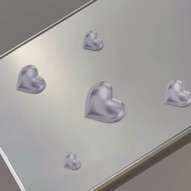 iPhone 17 | 银色爱心镜面MagSafe 手机壳 | Y2K 立体金属图案 - 手机壳/手机套 - 塑料 银色