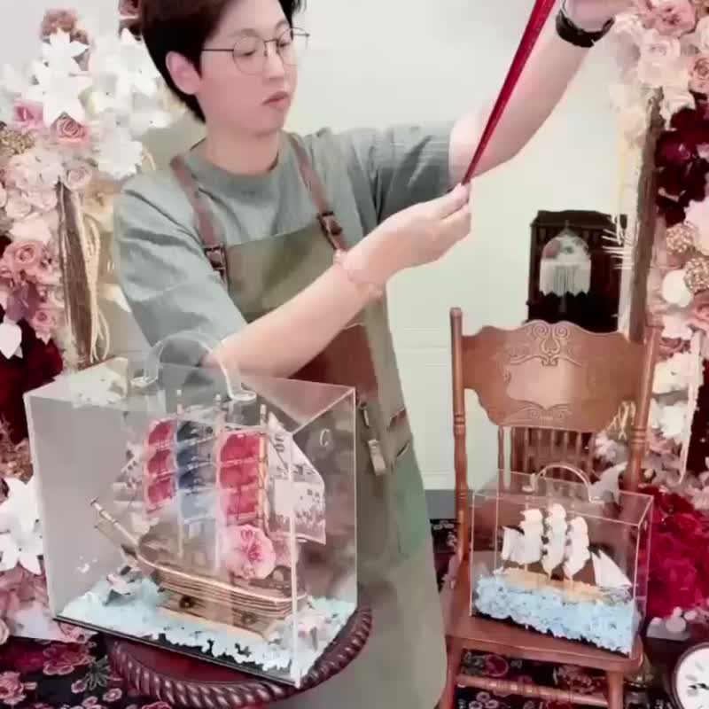 有钱花帆船/一帆风顺有钱花/钞票钱花/钞票船/有钱花礼/开店送礼 - 摆饰 - 木头 透明
