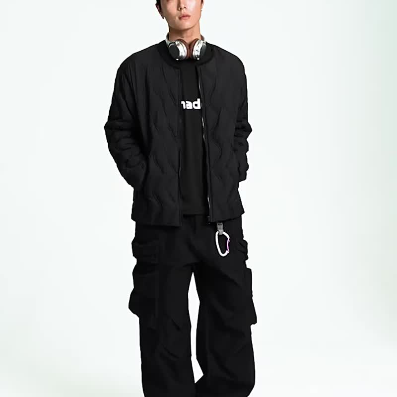 ENshadower隐蔽者皱感暗纹纵波态绗线羽绒内胆休闲百搭轻薄羽绒服 - 男装外套 - 其他材质 黑色