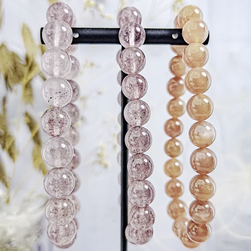 【贵人缘水晶】白水体草莓晶 \ 金沙太阳石橙月光 水晶手串 \可挑 - 手链/手环 - 水晶 红色