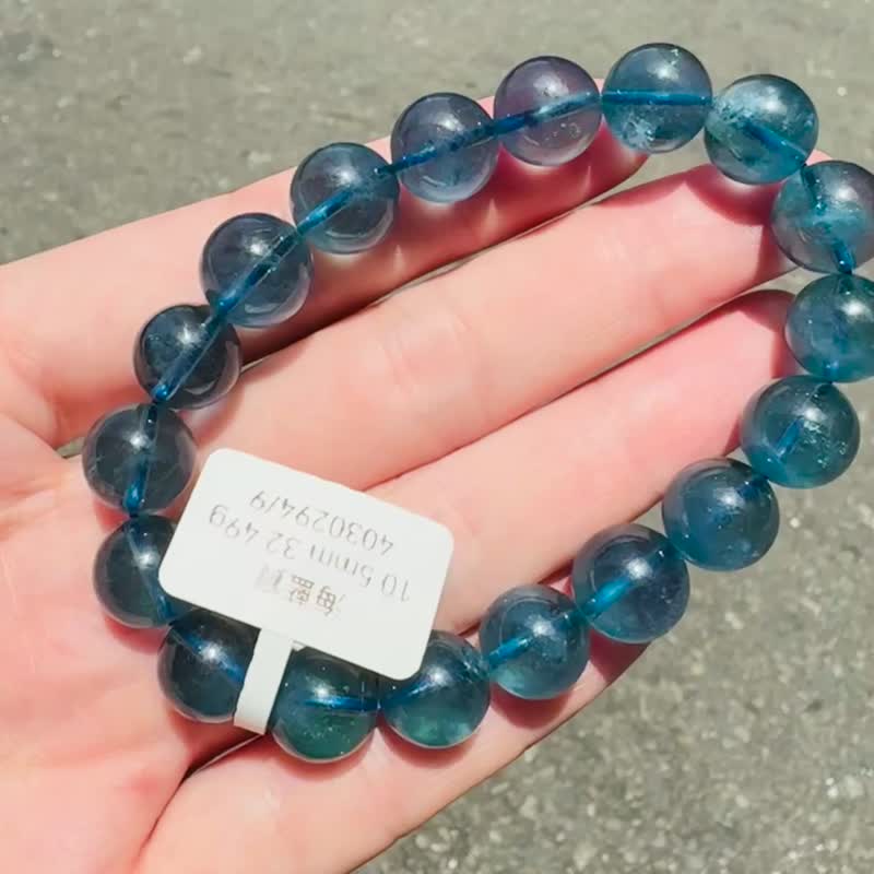 小精品浓色海蓝海蓝宝水晶10.5mm32.49g平衡情绪减缓压力提高沟通 - 手链/手环 - 水晶 蓝色