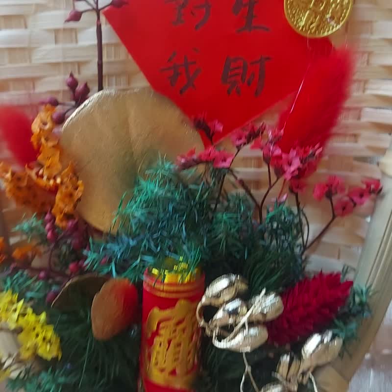 Y007 现货 乔迁 开幕 米筛花礼 好运挂饰 新年花礼 年节吊饰 手作 - 干燥花/捧花 - 植物．花 多色