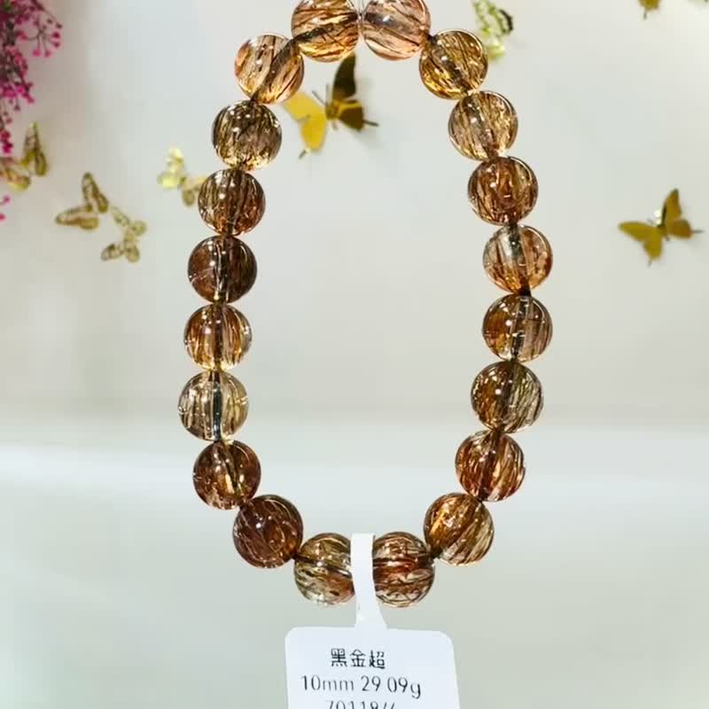 小精品招财浓色黑金超10mm29.09g旺正财招偏财贵人缘好运 - 手链/手环 - 水晶 金色