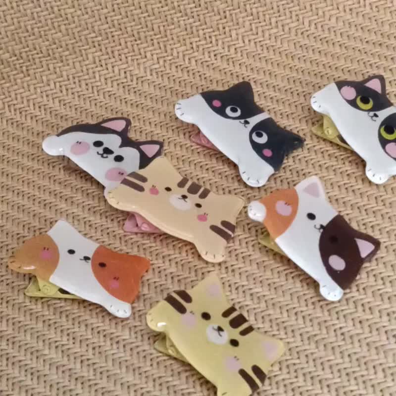 原创手作疗愈猫咪发夹系列。热缩片UV胶发饰。文创礼品(1对) - 发饰 - 树脂 卡其色