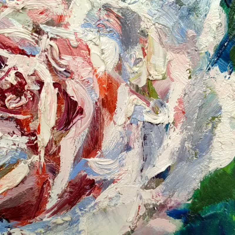 用玫瑰绘画 Rose Painting 用鲜花绘 Flower Original Art Artwork Floral Oil Wall Art 油畫原作 - 海报/装饰画/版画 - 其他材质 多色