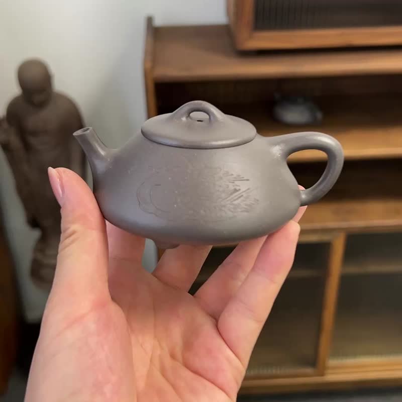 镜瓢 把玩器 130cc 原矿顶级天青料 砂感温润 型体稳重高雅 壶 - 茶具/茶杯 - 陶 灰色