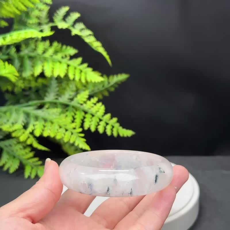 精品 蓝月光石手镯 60MM 冰润蓝光共生碧玺 优雅神秘灵感友谊柔和 - 手链/手环 - 宝石 蓝色