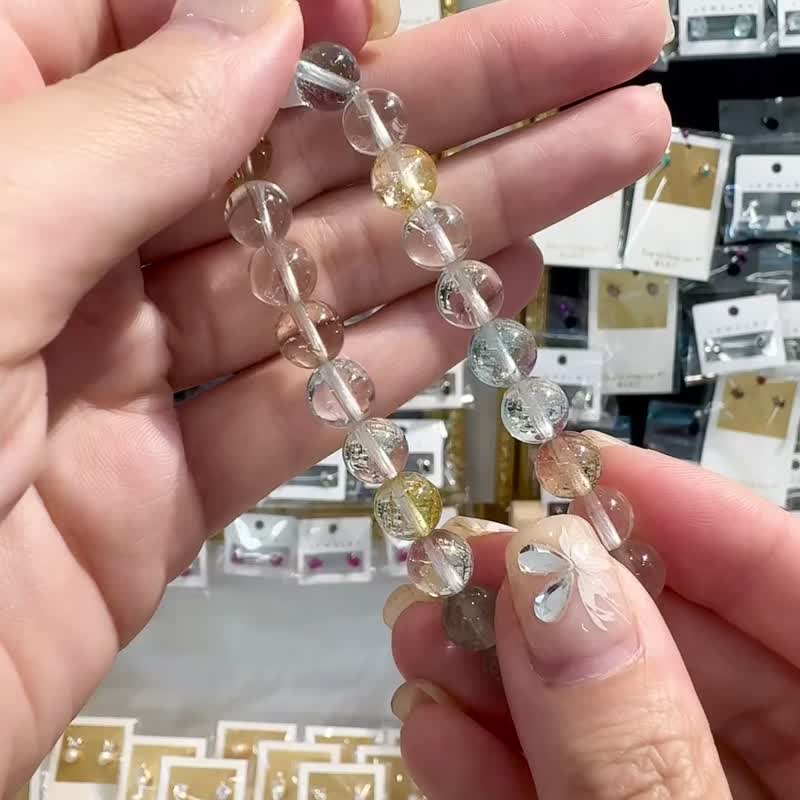 精品自用冰彩托帕石水晶手珠8mm23.50g增强表达能力说服力 - 手链/手环 - 水晶 多色