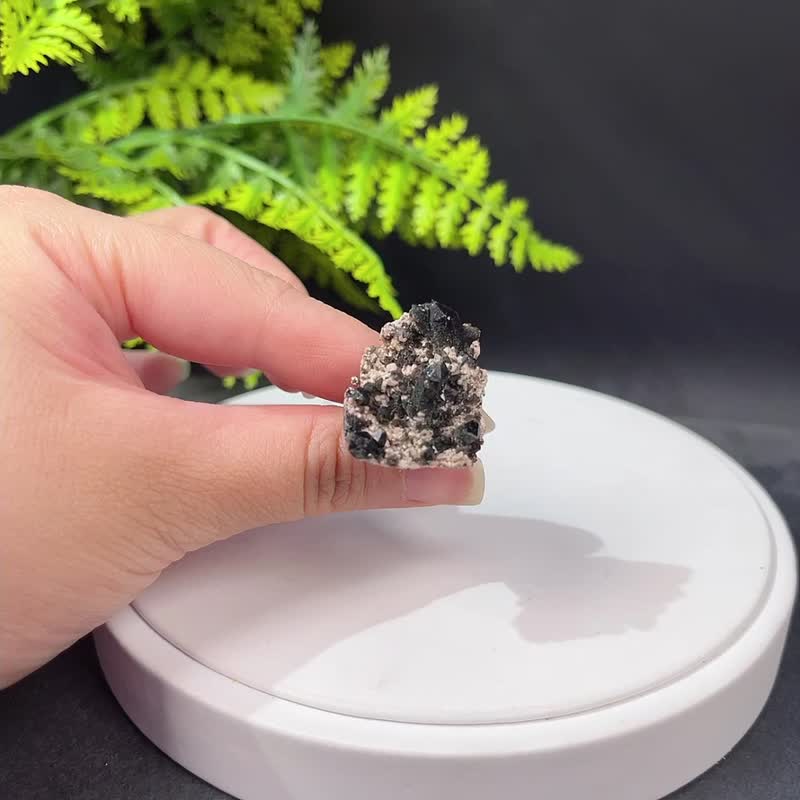 黑水晶活口戒指 随形晶柱晶簇黑石英原石标本矿物手工指环 S925银 - 戒指 - 水晶 黑色