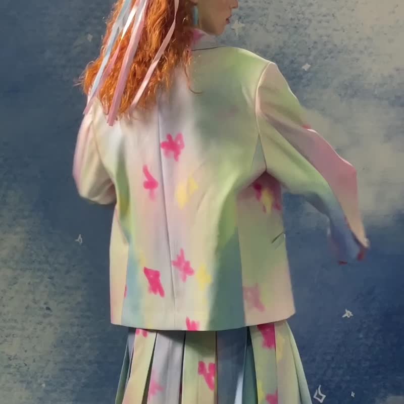 原创设计星云印花西装外套 - 女装上衣 - 其他人造纤维 白色