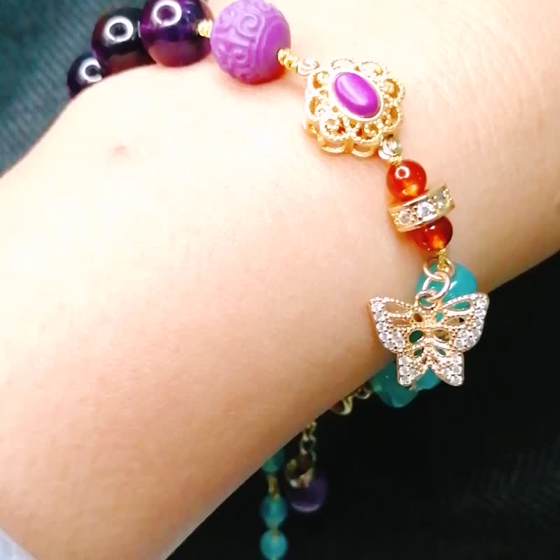 金银财宝Jinyincaibao  14k紫云母/紫水晶/天河石编织手链 - 手链/手环 - 宝石 