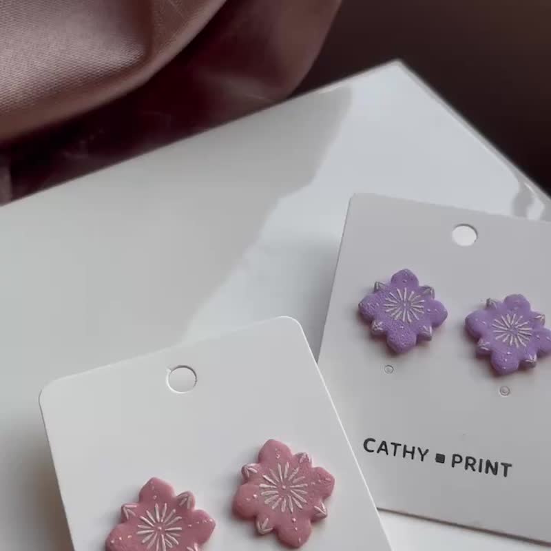 花砖系列 - 耳环/耳夹 - 其他材质 