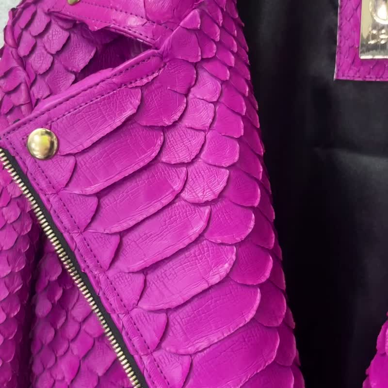 KING PYTHON 骑士夹克 - 女装西装外套/风衣 - 真皮 粉红色