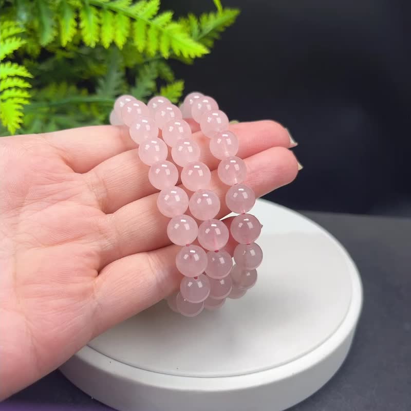 天然粉晶手串9.5mm冰透马达加斯加粉色水晶手链女单圈粉嫩百搭 - 手链/手环 - 水晶 粉红色