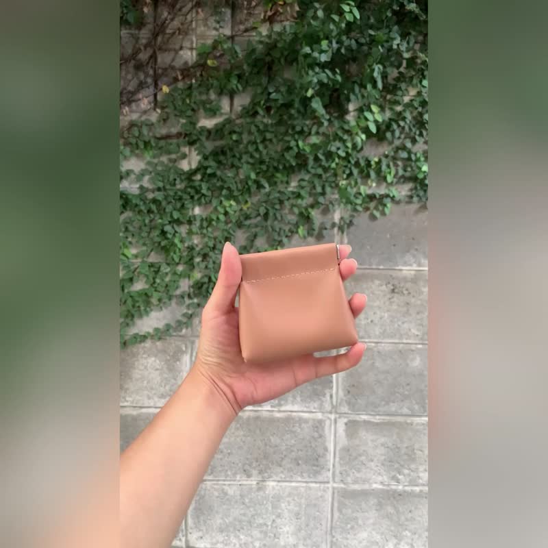 弹口包/零钱包/耳机包/小包/-纯牛皮 - 零钱包 - 真皮 黄色