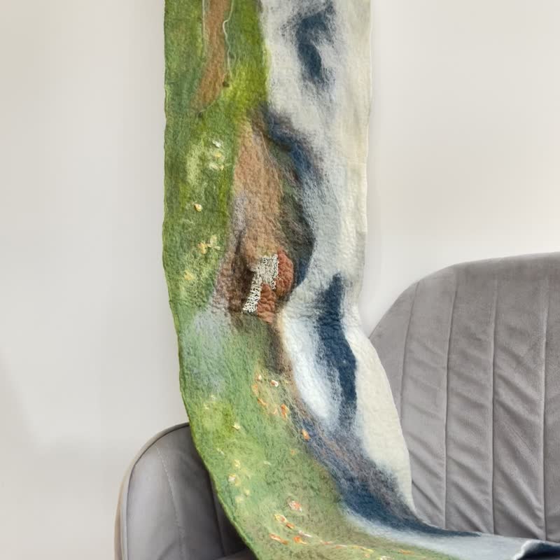 顶级美丽诺羊毛毡艺术围巾 - 阿尔卑斯之诗_双款选 - 围巾/披肩 - 羊毛 多色