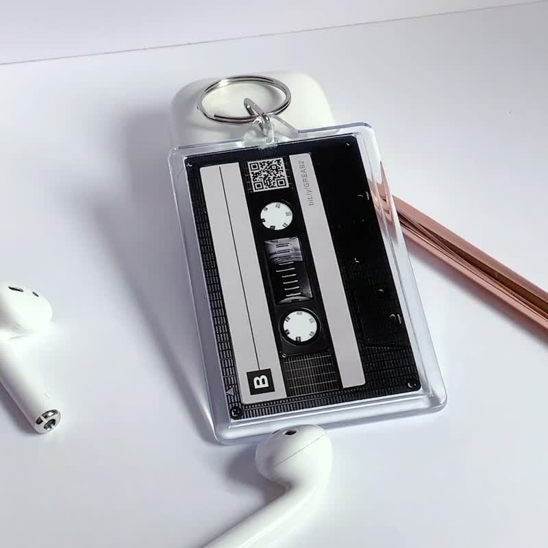 一对优惠【订制情侣周年礼物】录音钥匙圈 扫码听歌 怀旧录音带 - 钥匙链/钥匙包 - 压克力 