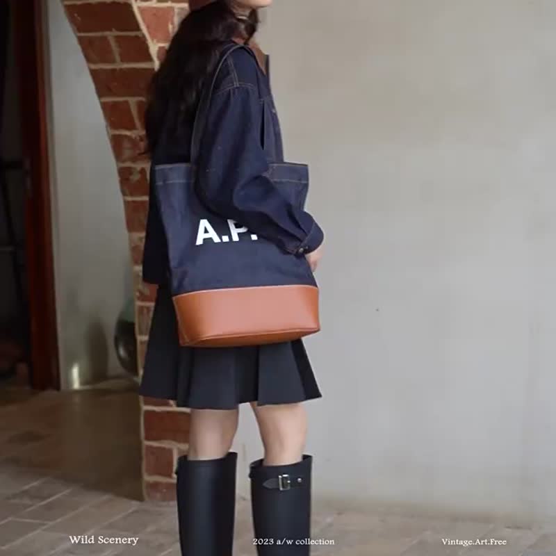 藏青色彩點 boylish 復古燈芯絨牛仔外套 翻領寬松夾克上衣 - 女装休闲/机能外套 - 棉．麻 蓝色