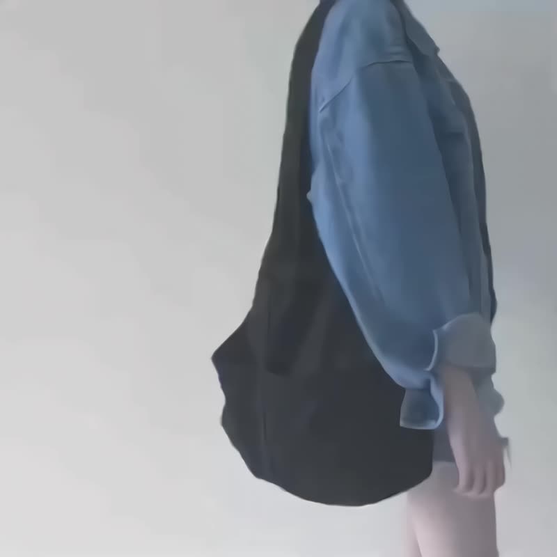 黑色牛仔布打结旅行漂流人包 BLACK DENIM HOBO BAG 侧背包 - 侧背包/斜挎包 - 棉 黑色