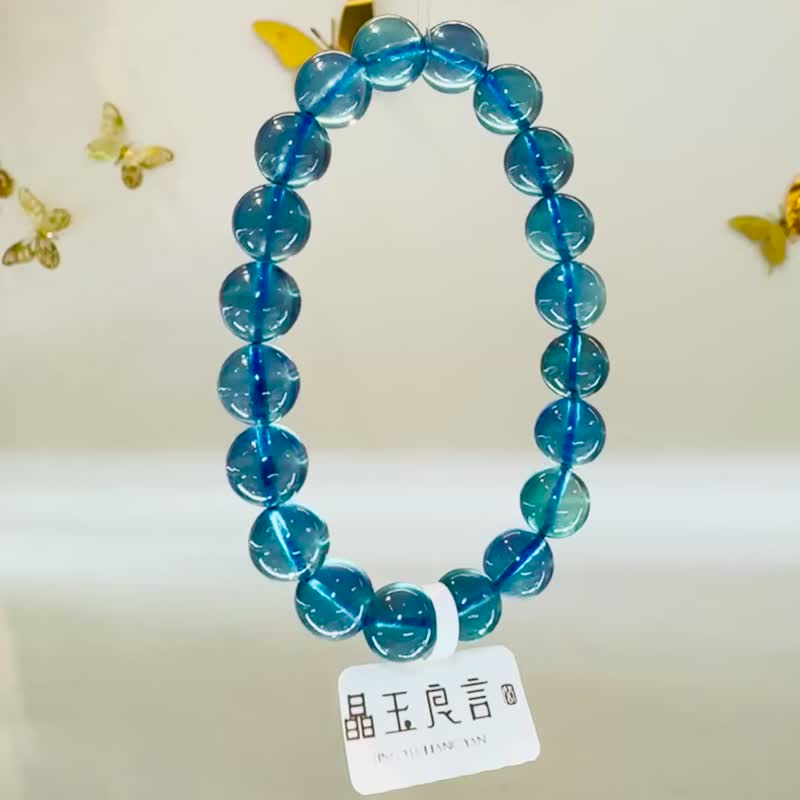 售出啰精品级浓色深海蓝海蓝宝9.5mm24.72g平衡情绪减缓压力 - 手链/手环 - 水晶 蓝色