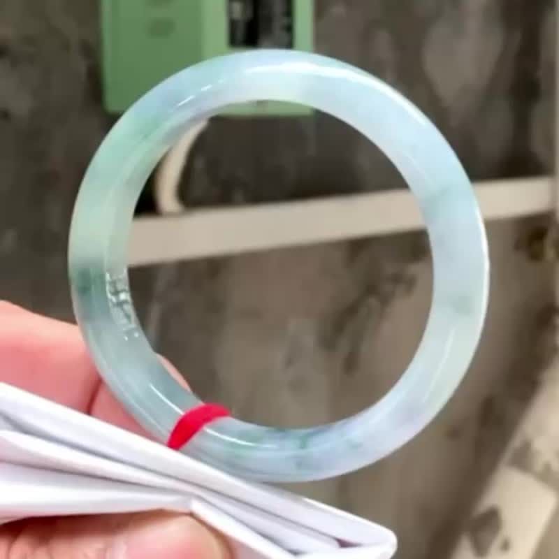 冰种 天然翡翠 缅甸 A玉 玉镯 • 冰种紫罗兰翡翠福镯 - 手链/手环 - 玉石 蓝色