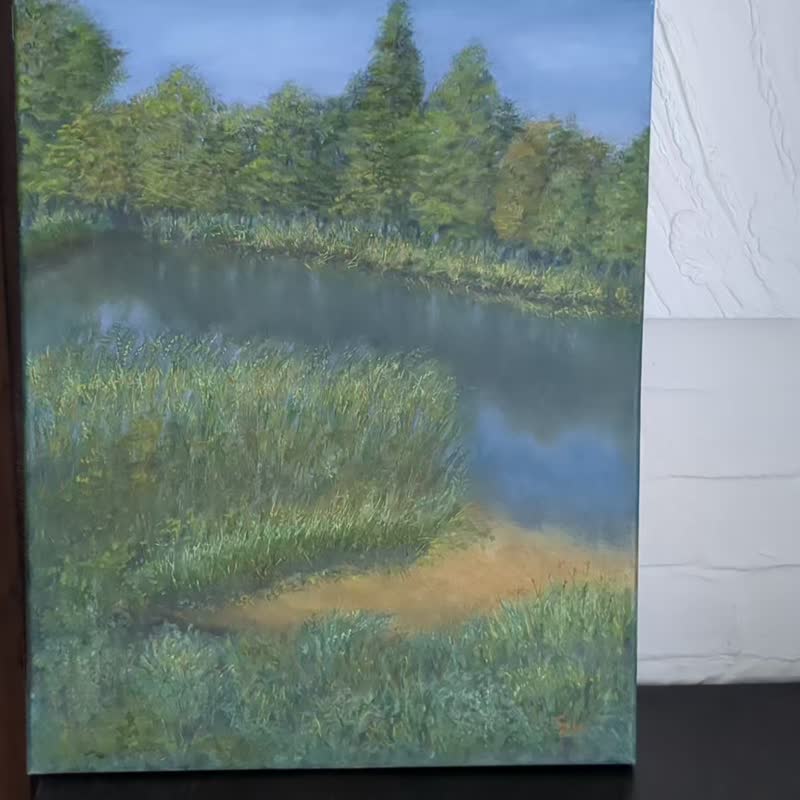 landscape oil painting original art river summer landscape handmade wall art - 海报/装饰画/版画 - 其他材质 多色