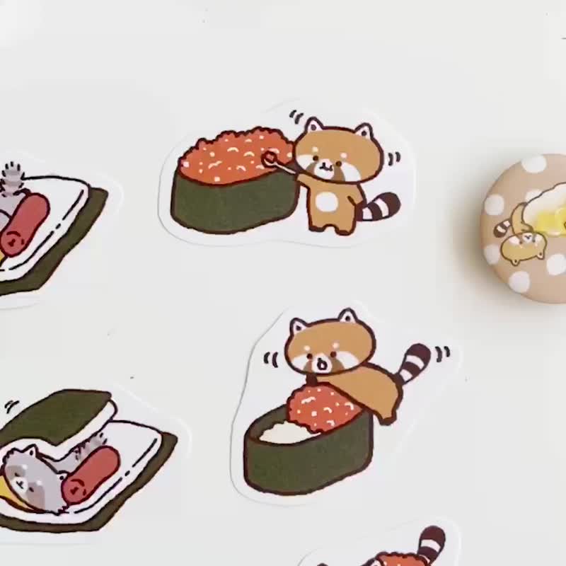 浣熊菓子屋-日式料理贴纸包/手帐贴纸 - 贴纸 - 纸 咖啡色