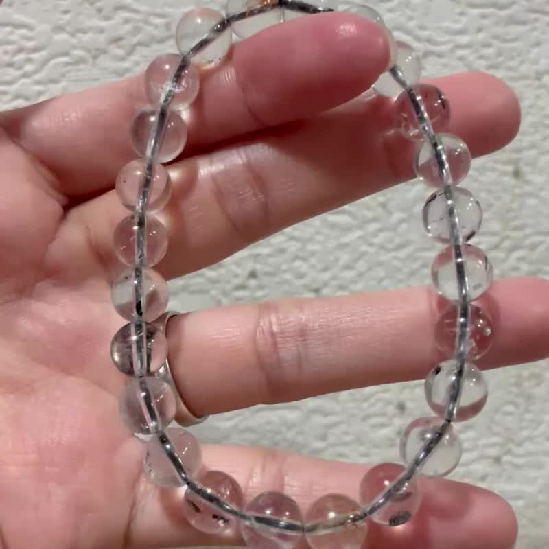 静澈花影【闪灵钻水透体飘花黄泥骨骸料手串】镇心花晶/一物一拍 - 手链/手环 - 水晶 透明